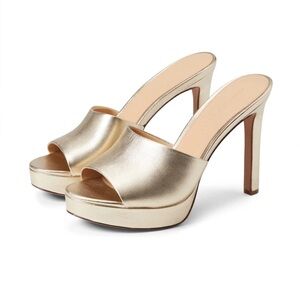 Veronica Beard Vero Cuoio NWOB Dali Platform Heeled Sandal gold 7 ($395)